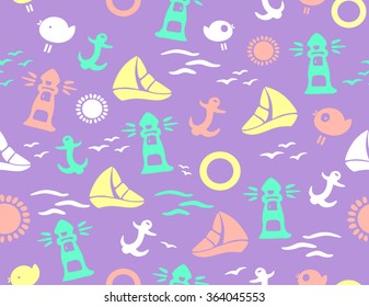 Abstract background with seamless marine pattern. 