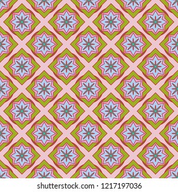 Abstract background seamless multicolor geometric grid.