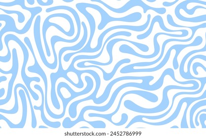 Abstract background seamless pattern with blue waves on transparent background. Vector illustration