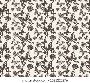 Abstract background seamless pattern with butterflies wallpaper texture background image, vector