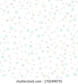 Abstract background - Seamless pattern of circles, rectangles and crosses for vector graphic design
