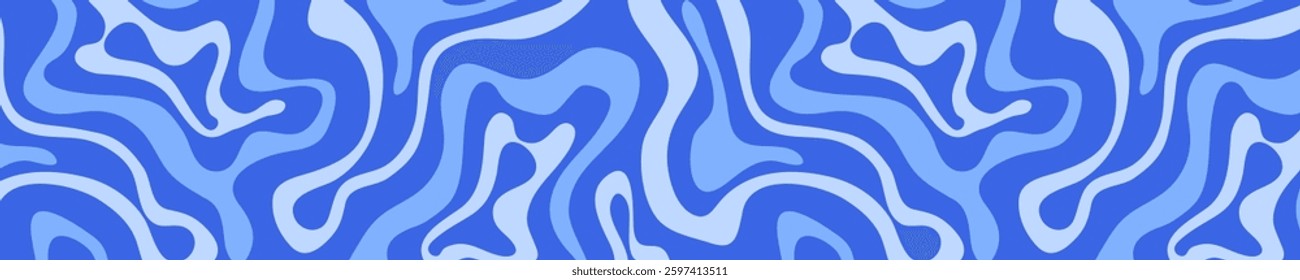 Abstract background seamless pattern with colorful waves in blue gradient color.