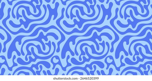 Abstract background seamless pattern with colorful blue waves.