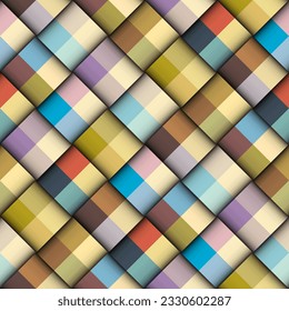 Abstract background seamless pattern.. Diagonal plaid pattern. Vector image. Patchwork ribbons 3d pattern.