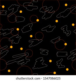 Abstract background Seamless pattern. Doodle circles on black. Vector. Decor element. Can be used for wrapping paper, covers.