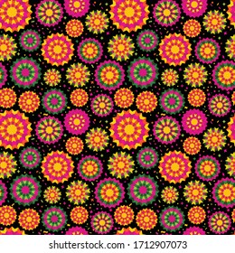 Abstract background seamless pattern with ethnic ornament. Element with mexican pattern.  Vector file celebrate illustration.