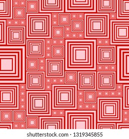 Abstract background or seamless pattern with a lot light and dark red, pink squares. Template vector illustration pcb, electrical circuit or city blocks. Geometric layout different size rectangles.