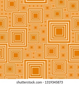 Abstract background or seamless pattern with a lot light and dark orange, yellow squares. Template vector illustration pcb, electrical circuit, city blocks. Geometric layout different size rectangles.