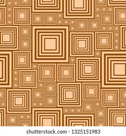 Abstract background or seamless pattern with a lot light and dark brown, beige squares. Template vector illustration pcb, electrical circuit or city blocks. Geometric layout different size rectangles.