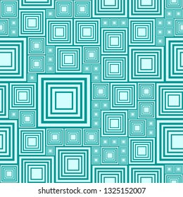 Abstract background or seamless pattern with a lot light and dark turquoise squares. Template vector illustration pcb, electrical circuit or city blocks. Geometric layout different size rectangles.