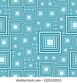 Abstract background or seamless pattern with a lot light and dark blue, turquoise squares. Template vector illustration pcb, electrical circuit, city block. Geometric layout different size rectangles.