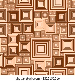 Abstract background or seamless pattern with a lot light and dark brown, beige squares. Template vector illustration pcb, electrical circuit or city blocks. Geometric layout different size rectangles.