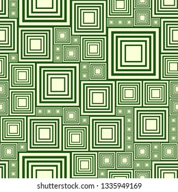 Abstract background or seamless pattern with a lot light and dark green squares. Template vector illustration bio, pcb, electrical circuit or city blocks. Geometric layout different size rectangles.