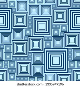 Abstract background or seamless pattern with a lot light and dark blue, turquoise squares. Template vector illustration pcb, electrical circuit, city block. Geometric layout different size rectangles.