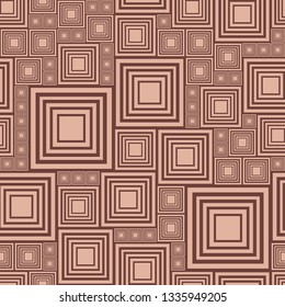 Abstract background or seamless pattern with a lot light and dark brown, beige squares. Template vector illustration pcb, electrical circuit or city blocks. Geometric layout different size rectangles.
