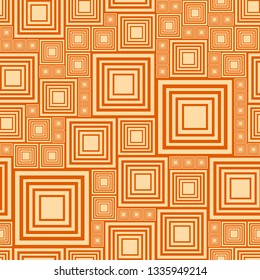 Abstract background or seamless pattern with a lot light and dark orange, yellow squares. Template vector illustration pcb, electrical circuit, city blocks. Geometric layout different size rectangles.