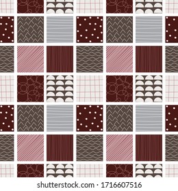 Abstrakter Hintergrund nahtlose Muster-Vorlage quadratisch.Hand gezeichnet verschiedene Formen und Linie. Doodle. Bild für Vorhang-Druck, Stoff, Tapete, Verpackungspapier, Karte, Poster.Vektorillustration.Illustration 