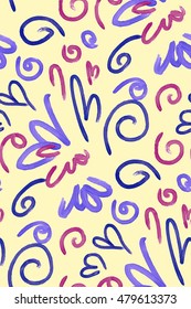 Abstract background seamless pattern , vector illustration . Free hand drawings .Craft paper, fabric swatch.