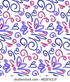 Abstract background seamless pattern , vector illustration . Free hand drawings .Craft paper, fabric swatch.