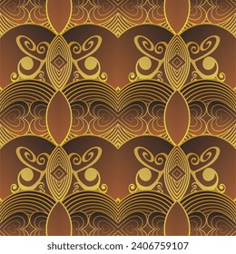 Abstract background with seamless texture, basic color brown combined with gold, can be used for batik or others