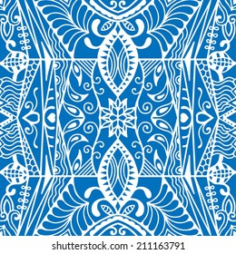 Abstract background, seamless texture, retro floral and geometric ornament, lace pattern, tribal ethnic decoration, hand drawn artwork