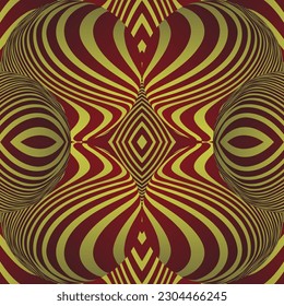 Abstract background with seamless textured striped maroon and golden yellow colors