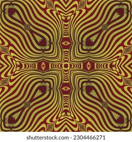Abstract background with seamless textured striped maroon and golden yellow colors