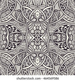 Abstract Background with seamless  Zen doodle or  Zen tangle  pattern black on white for coloring page or relax coloring book or wallpaper or for decorate package clothes 