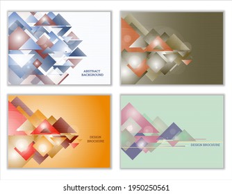Abstract background, set of 4 covers. Bright tech geometric background made of rectangles and triangles. Corporate design for banner, cover, wallpaper