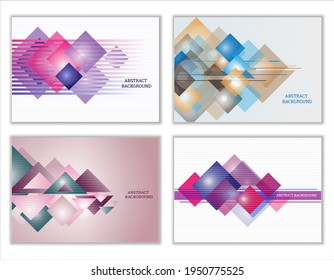 Abstract background, set of 4 covers. Bright tech geometric background made of rectangles and triangles. Corporate design for banner, cover, wallpaper