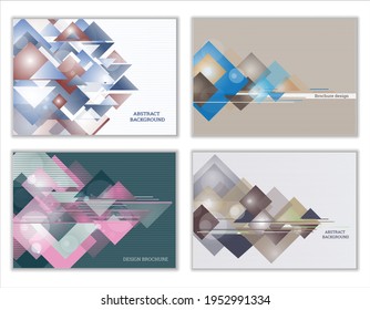 Abstract background, set of 4 covers. Bright tech geometric background made of rectangles and triangles. Corporate design for banner, cover, wallpaper