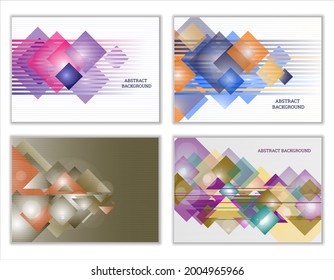 Abstract background, set of 4 covers. Bright tech geometric background made of rectangles and triangles. Corporate design for banner, cover, wallpaper