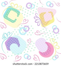 Abstract Background Set of 4 geometric gift boxes with sweet pastel Seamless Pattern, Vector illustration. for your product design or print media.