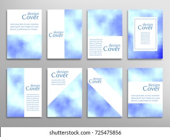 Abstract background set. Art template design for invitation card, front page, mockup brochure theme style, banner idea, book cover, booklet print, flyer sheet a4. Digital artwork in mosaic style