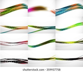 Abstract background set, blurred wave templates. Vector