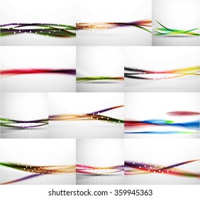 Abstract background set, blurred wave templates. Vector