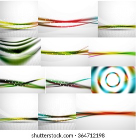 Conjunto de plano de fundo abstrato, modelos de onda borrada. Vetor