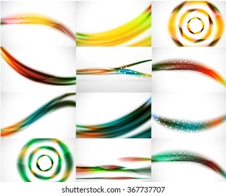 Conjunto de fondo abstracto, plantillas de ondas borrosas. Vector