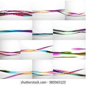 Abstract background set, blurred wave templates. Vector
