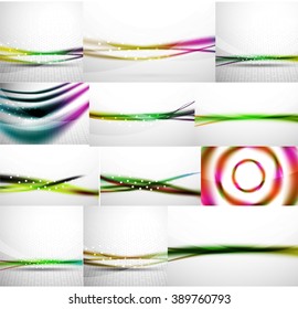 Conjunto de fondo abstracto, plantillas de ondas borrosas. Ilustración del vector