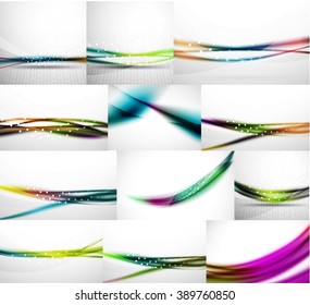 Conjunto de fondo abstracto, plantillas de ondas borrosas. Ilustración del vector