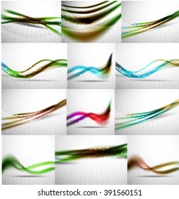 Conjunto de fondo abstracto, plantillas de ondas borrosas. Ilustración del vector