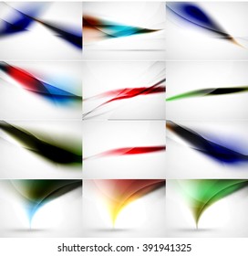 Conjunto de fondo abstracto, plantillas de ondas borrosas. Ilustración del vector