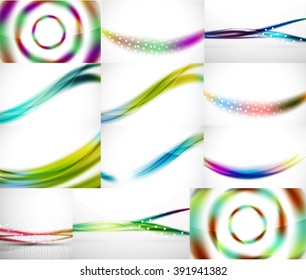 Conjunto de fondo abstracto, plantillas de ondas borrosas. Ilustración del vector