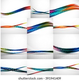Abstract background set, blurred wave templates. Vector illustration Abstract background set, blurred wave templates. Vector illustration