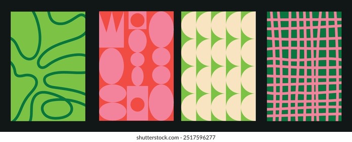 Conjunto de fondo Abstractas. Colección de fondos de Vector texturizados con patrones repetitivos simples. Coloridos fondos para tarjetas, carteles, portadas, Anuncios o marca.