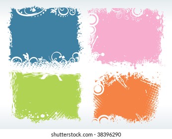 abstract background with set of colorful grungy frames