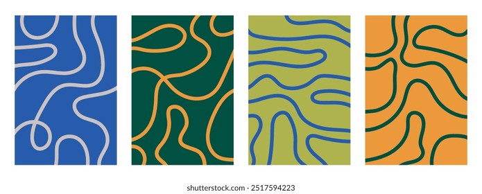 Conjunto de fondo Abstractas. Coloridos objetos modernos de líneas abstractas de Vector. Líneas ondulatorias. Abstractas fondos de colores para tarjetas, carteles, cubiertas, Anuncios o marca.