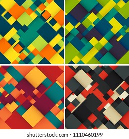 Abstract background set with colorful squares. Business design template. Vector illustration