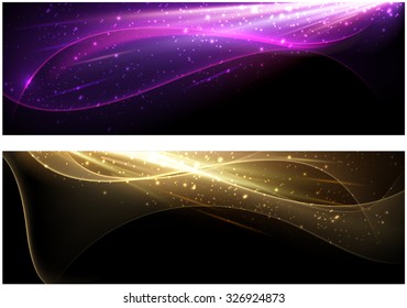 Abstract background set with colour waves pattern. Vector illustration.